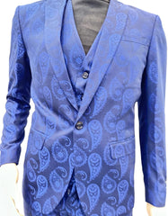 Paisley Suit - Royal Blue Prom Suit - Slim Fit Stage Suit - Men's Tuxedo USA