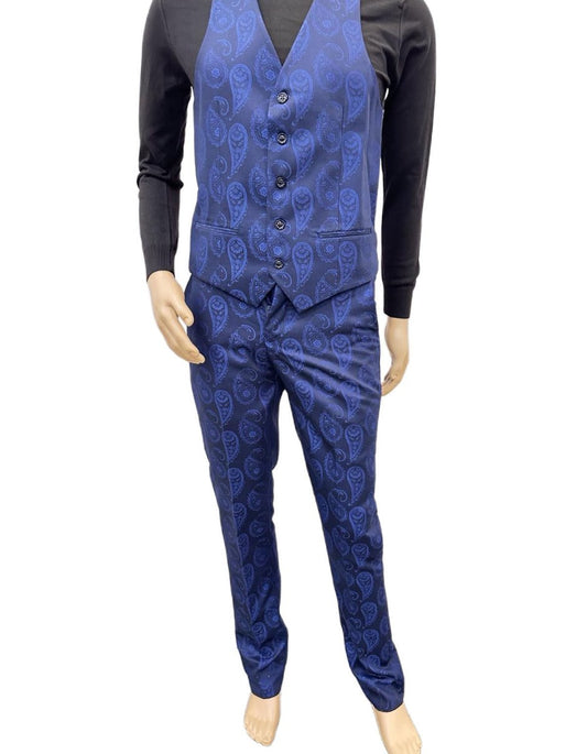 Paisley Suit - Royal Blue Prom Suit - Slim Fit Stage Suit - Men's Tuxedo USA