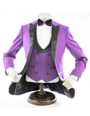 Mens 2 Button Peak Lapel Prom Lavender Tuxedo with Double Breasted Vest - Men's Tuxedo USA