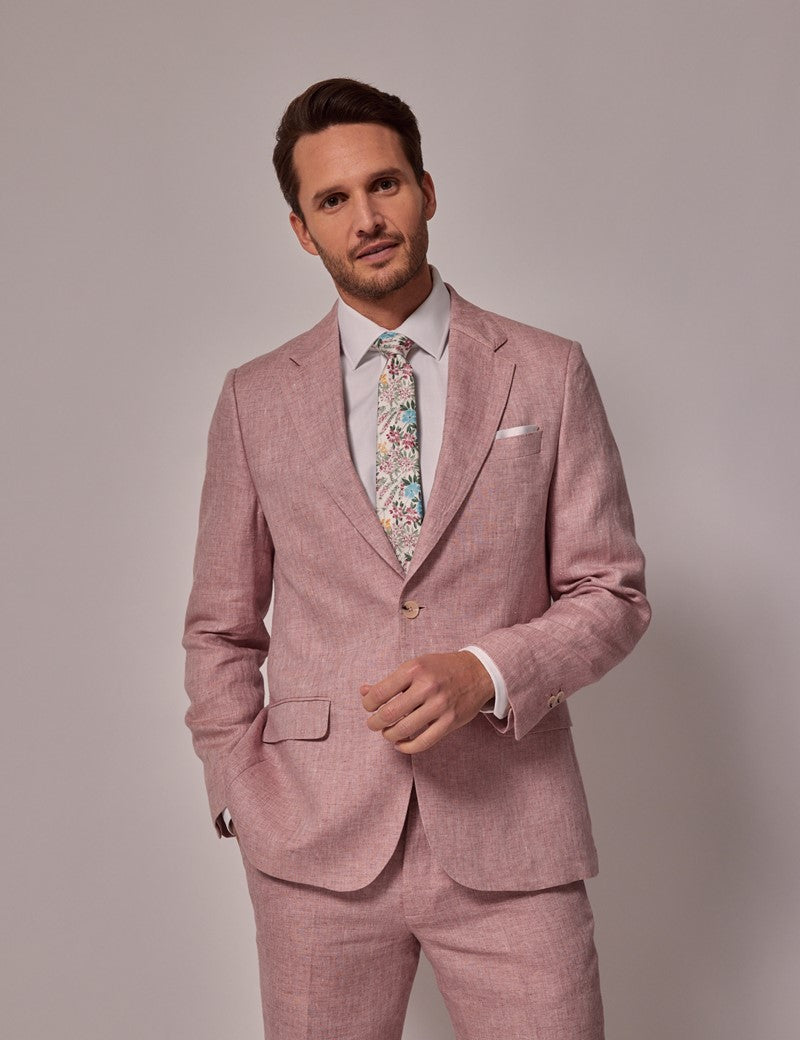 Mens Linen Suit For Beach Wedding - Summer  Suit in Pink - Men's Tuxedo USA