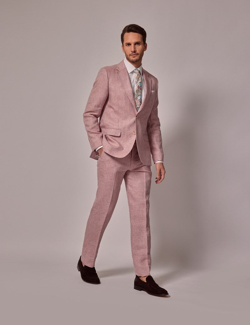 Mens Linen Suit For Beach Wedding - Summer  Suit in Pink - Men's Tuxedo USA