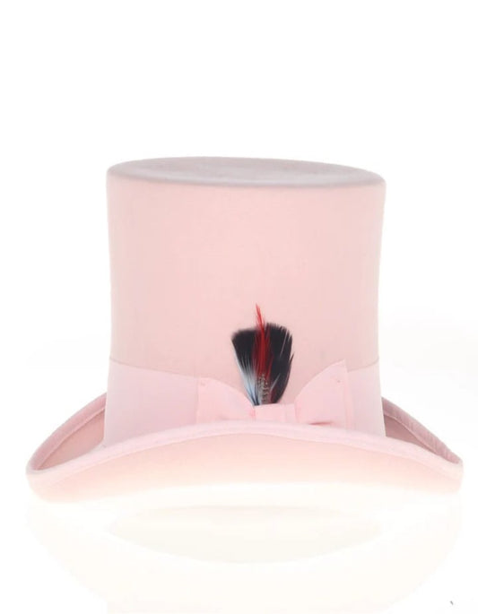 Victorian Steampunk Top Hat - 1800 19th Century - Dressy Loden Felt Top Pink Hat