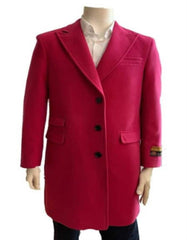 Mens Overcoat - Topcoat For Men - Winter Fabric - Men's Overcoat - Wool Three Quarter Car coat + Pink - Men's Tuxedo USA