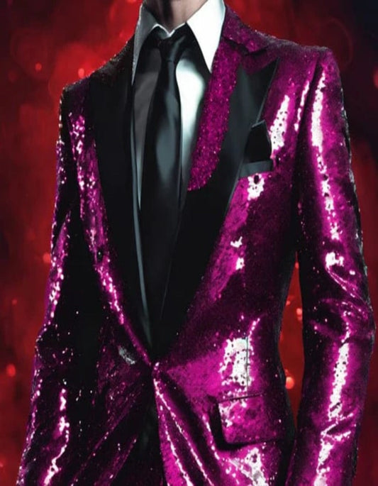 Mens Sequin Suit - Sparkly Suit - Hot Pink Glitter Suit - Men's Tuxedo USA