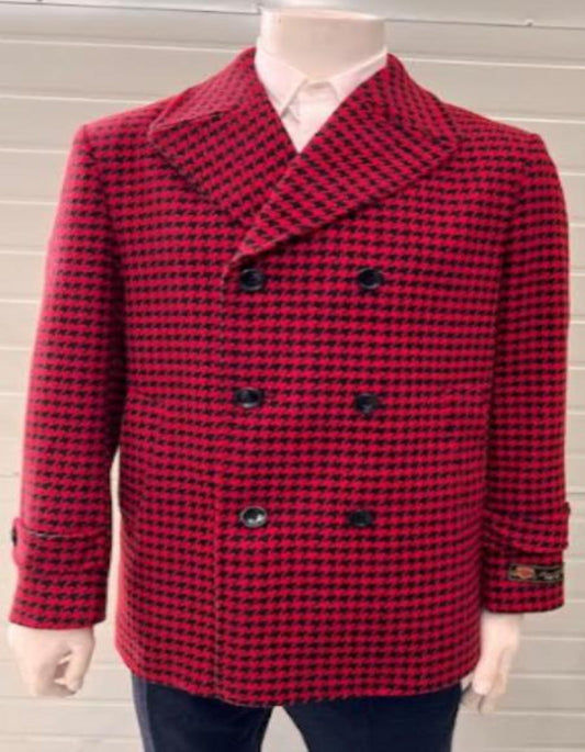 Mens Plaid Overcoat - Wool Peacoat - Plaid Topcoats Red - Men's Tuxedo USA