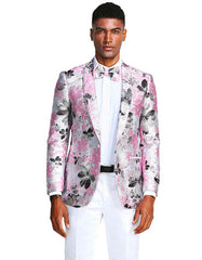 Mens Paisley Shawl Prom Tuxedo Dinner Jacket in Pink - Men's Tuxedo USA