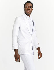 Mens Swirl and Diamond Prom Tuxedo Blazer in White - Men's Tuxedo USA