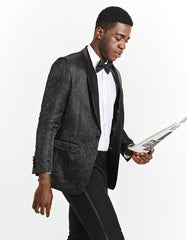 Mens Swirl and Diamond Prom Tuxedo Blazer in Black - Men's Tuxedo USA