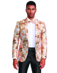 Mens Paisley Shawl Prom Tuxedo Blazer in Peach - Men's Tuxedo USA