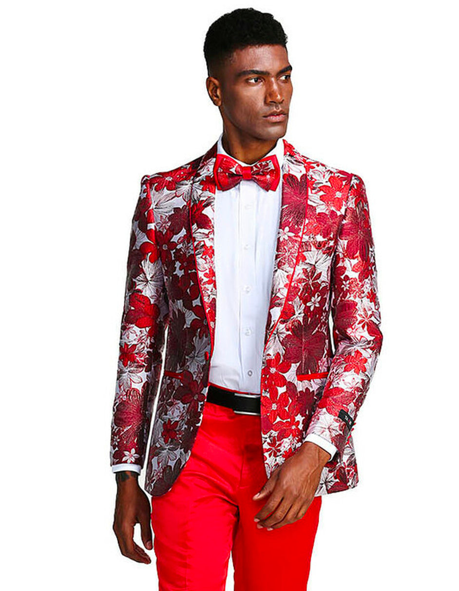 Mens Paisley Shawl Prom Tuxedo Blazer in Red - Men's Tuxedo USA