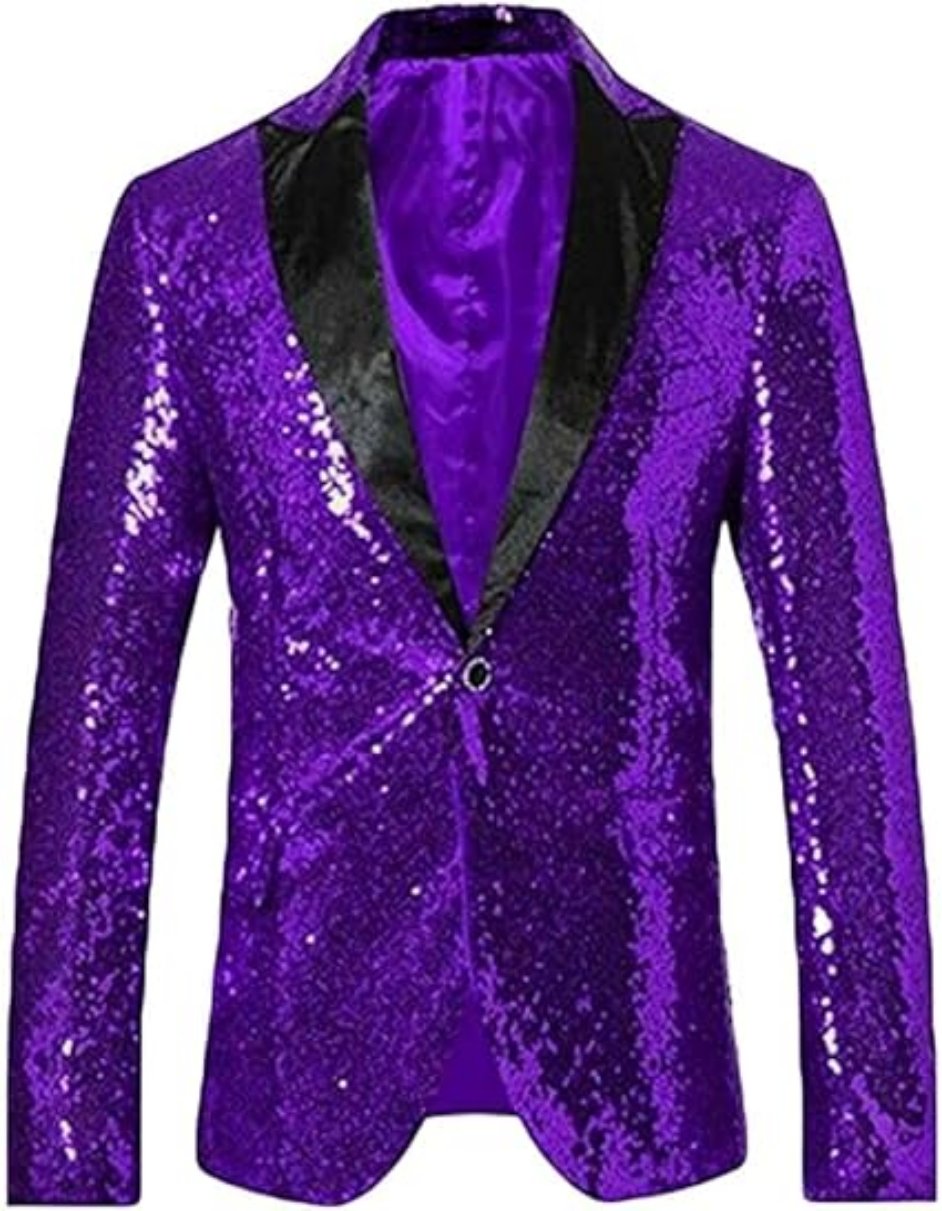 Glitter Tuxedo Dinner Jacket - Sequin Blazer - Purple Flashy Stage Sport Coat By Alberto Nardoni - Men's Tuxedo USA