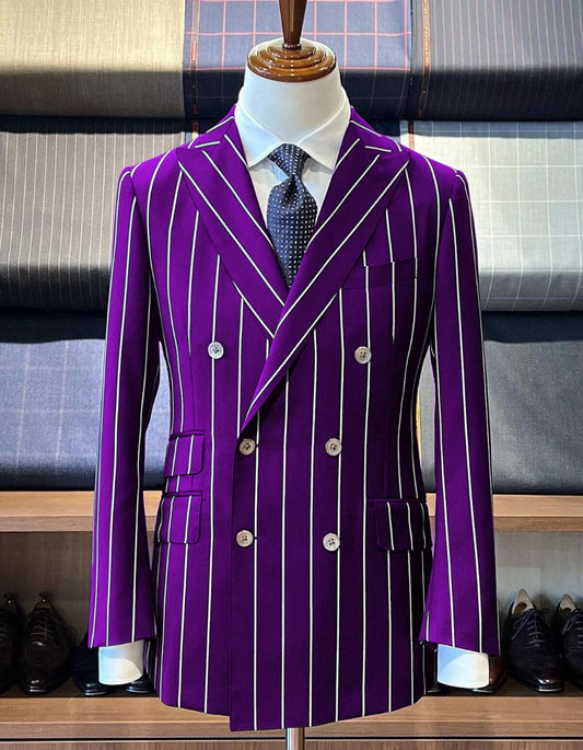 Purple Pinstripe Suit - Gangster Suit - 1920's Suit - Double Breasted Suit - Men's Tuxedo USA