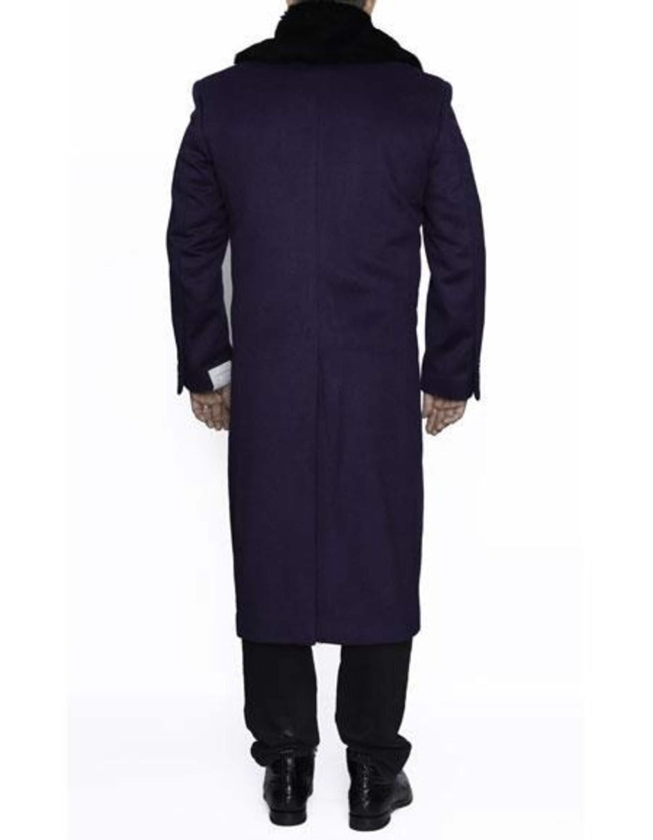 Mens Overcoat - Topcoat For Men - Winter Fabric -  Men's Big And Tall Overcoat Long Men's Dress Topcoat - Winter Coat 4XL 5XL 6XL Purple - Three Quarter 34 Inch Length - Men's Tuxedo USA