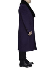 Mens Overcoat - Topcoat For Men - Winter Fabric -  Men's Big And Tall Overcoat Long Men's Dress Topcoat - Winter Coat 4XL 5XL 6XL Purple - Three Quarter 34 Inch Length - Men's Tuxedo USA