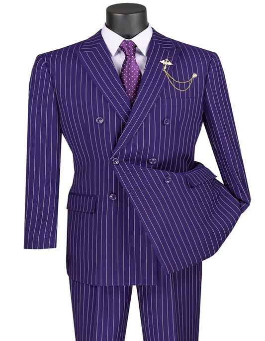 Pleated Suit - Mens Suits With Pleated Pant -  Regular Fit Purple Pinstripe Suit - Men's Tuxedo USA