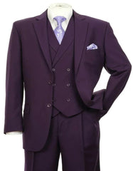 Pleated Suit - Mens Suits With Pleated Pant -  Regular Fit Suit - Purple Suit - Men's Tuxedo USA