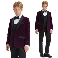 5pc Purple Boys Velvet Tuxedo Includes Bowtie by Tazio - Men's Tuxedo USA