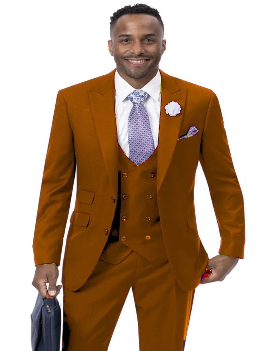 Brown Wedding Suit - Jacket + Pants - Brown Tuxedo - Brown Groomsmen 2 Button Suit - Men's Tuxedo USA