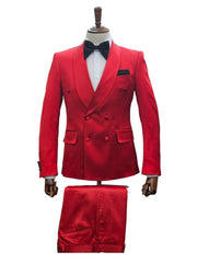 Double Breasted Tuxedo Suit  - Slim fitted Suit - Red Suit - Shawl Collar - Men's Tuxedo USA