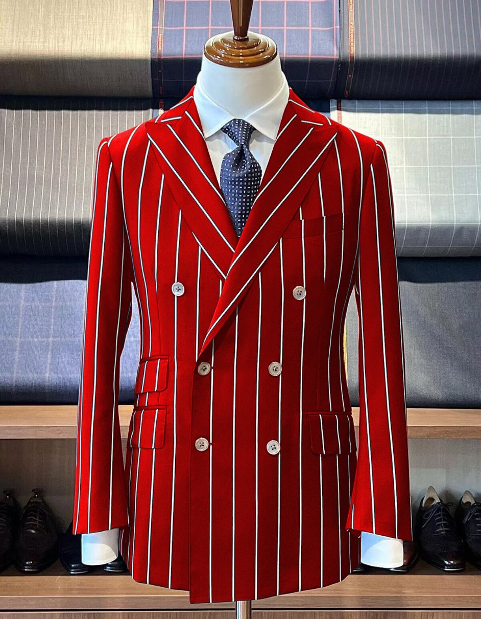 Red Pinstripe Suit - Gangster Suit - 1920's Suit - Double Breasted Suit - Men's Tuxedo USA