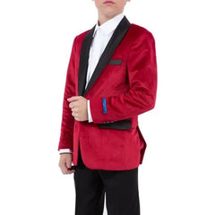 Perry Ellis Boys Velvet Jacket, Red - Men's Tuxedo USA