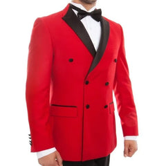 Double Breasted Red Mens Tuxedo w/ Black Pants by Bryan Michaels - Men's Tuxedo USA