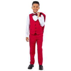 New Stacy Adams Boys Red Tuxedo Set, 5-Piece Black Shawl Collar - Men's Tuxedo USA