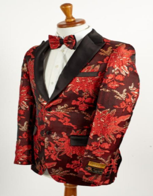 Big And Tall Tuxedo Jacket - Red ~ Black Paisley Floral Blazer - Men's Tuxedo USA