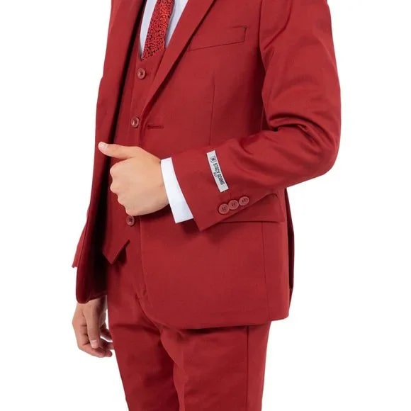 Exclusive Stacy Adams 5pc Boys Suit Slim-Fit, Red Brick - Men's Tuxedo USA