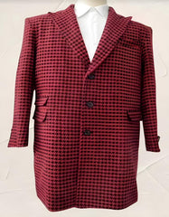 Mens Overcoat - Topcoat For Men - Winter Fabric - Houndstooth Overcoat - Houndstooth Topcoat - Houndstooth Checker Car Coat - Men's Tuxedo USA