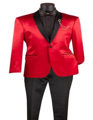 Shiny Suit - Sharkskin Tuxedo - Bright Color Tuxedo In Red Perfect For Wedding Or Prom - Men's Tuxedo USA