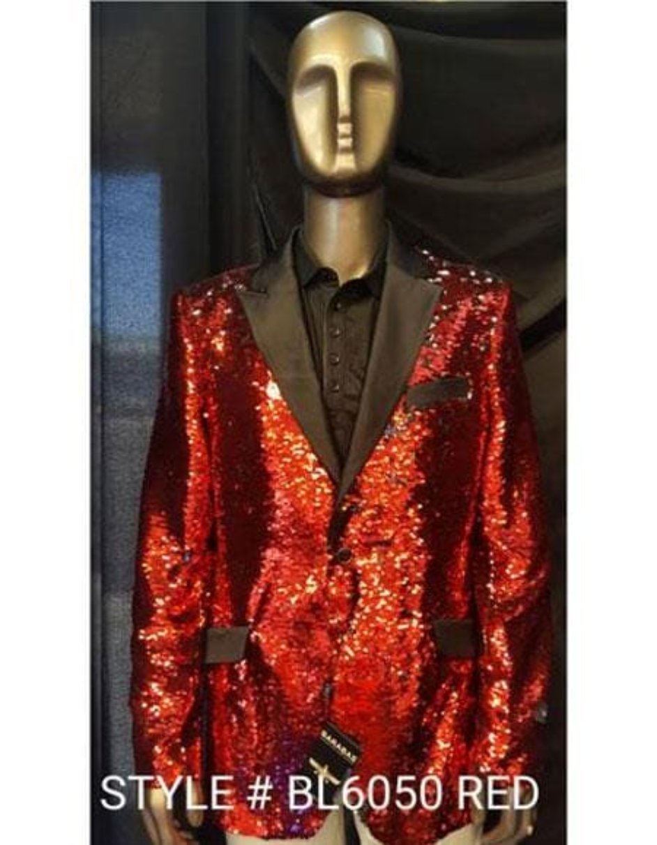 Christmas Blazer - New Year Holiday Red Tuxedo Dinner Jacket - Sequin Fabric Shiny Perfect For Party