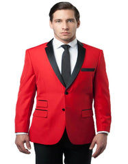 Men's Two Button Notch Lapel Red and Black Tuxedo Jacket - Men's Tuxedo USA