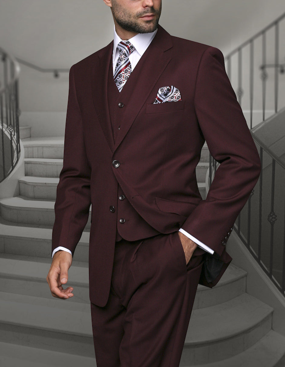 Mens Ron Burgundy Anchorman Vested Suit - Men's Tuxedo USA