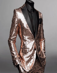 Mens Sequin Suit - Sparkly Suit - Rose Gold Glitter Suit - Men's Tuxedo USA