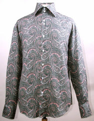 Men's Regular Fit Fancy Paisley Pattern Rose Sports Shirt - Men's Tuxedo USA