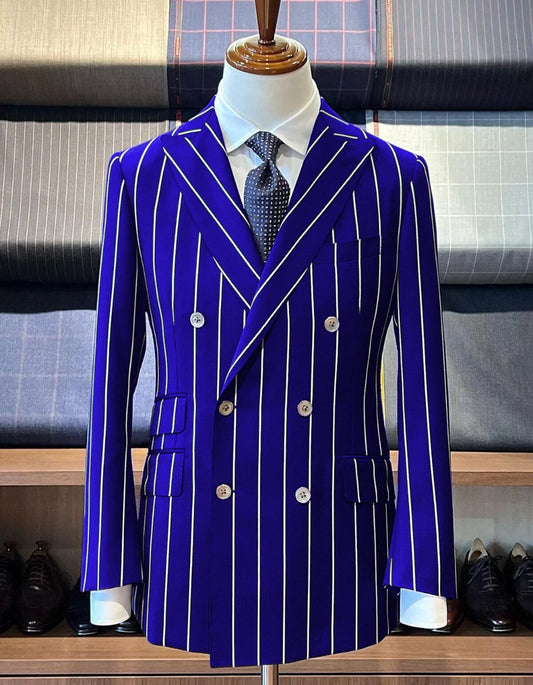 Royal Blue Pinstripe Suit - Gangster Suit - 1920's Suit - Double Breasted Suit - Men's Tuxedo USA