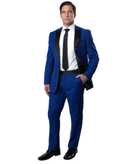 Mens Modern Fit Peak Tuxedo in Royal Blue - Men's Tuxedo USA