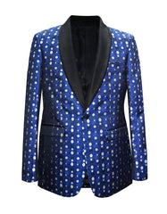 Mens Polka Dot Shawl Dinner Jacket in Royal Blue - Men's Tuxedo USA