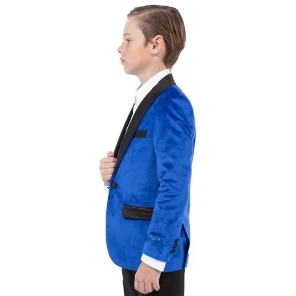 Perry Ellis Boys Velvet Jacket, Royal - Men's Tuxedo USA