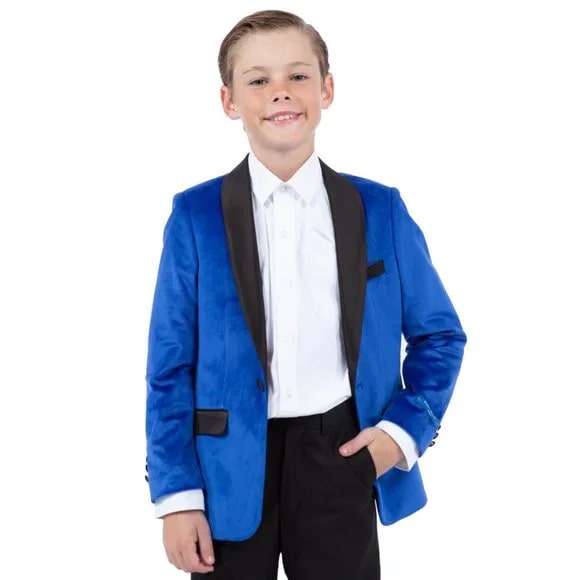 Perry Ellis Boys Velvet Jacket, Royal - Men's Tuxedo USA