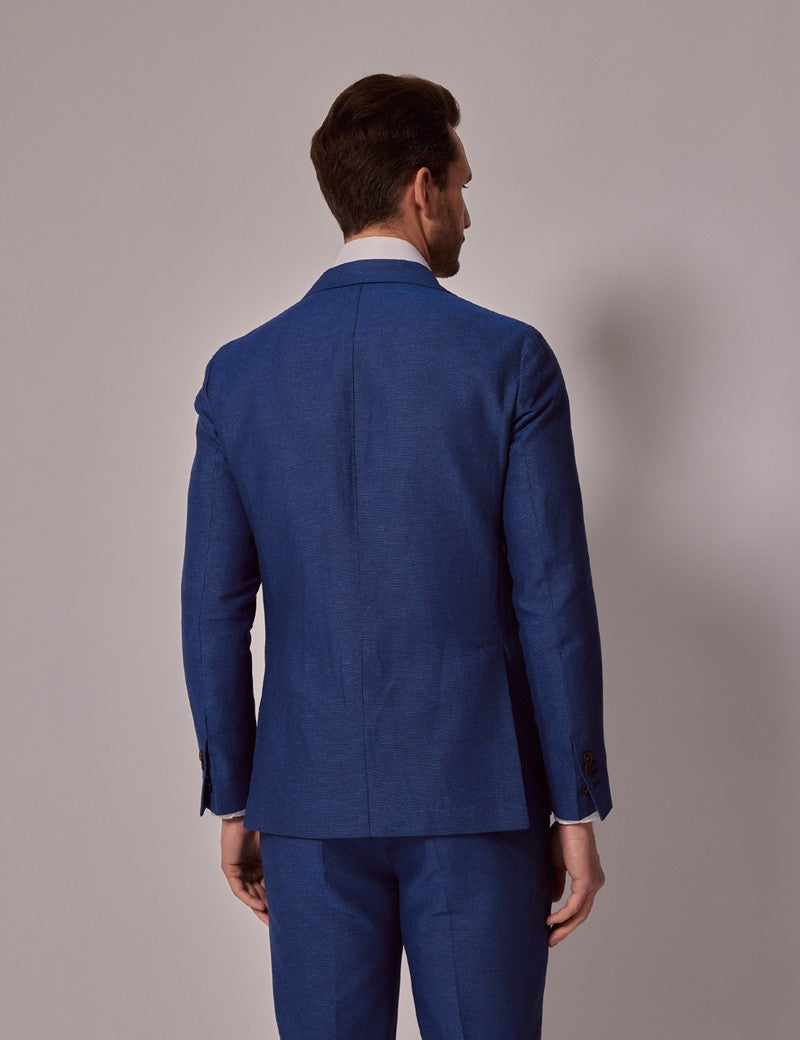 Mens Linen Suit For Beach Wedding - Summer  Slim Suit in Royal Blue - Men's Tuxedo USA