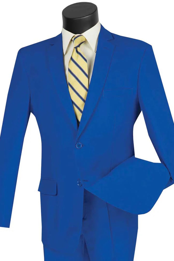 Mens Royal Blue Tuxedo - Mens 2 Button Slim Fit Poplin Royal Suit - Men's Tuxedo USA