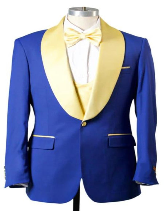 Blue Prom Suit For Men - Blue Homecoming Tuxedo  With Vest Royal - Men's Tuxedo USA