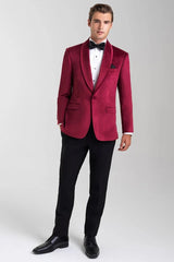 Velvet Blazer - Mens Blazer - Dinner Jacket "Venice" Ruby Red Velvet Dinner Jacket - Separates - Men's Tuxedo USA