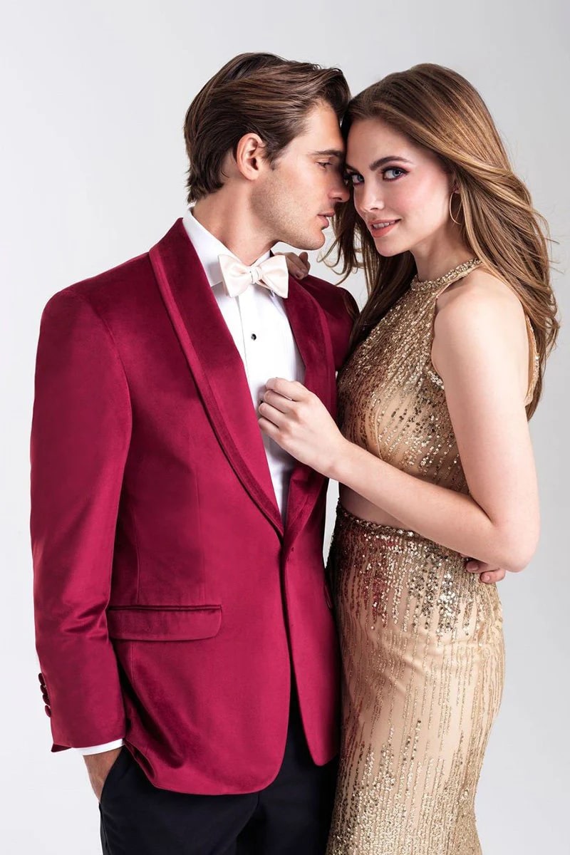 Velvet Blazer - Mens Blazer - Dinner Jacket "Venice" Ruby Red Velvet Dinner Jacket - Separates - Men's Tuxedo USA