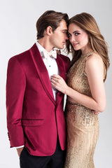 Velvet Blazer - Mens Blazer - Dinner Jacket "Venice" Ruby Red Velvet Dinner Jacket - Separates - Men's Tuxedo USA