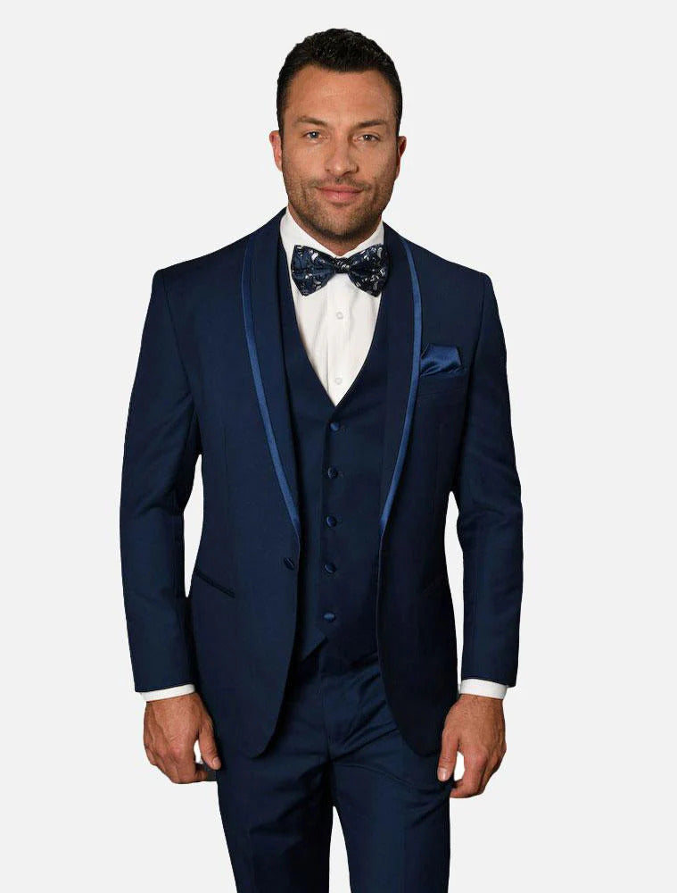 Statement Men's Sapphire  Vested 100% Wool Tuxedo - Men's Tuxedo USA