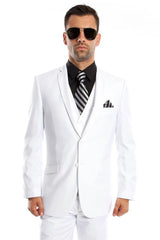 White Wedding Suit For Men - Perfect For Groom - Men's Two Button Slim Fit Basic Vested Wedding Suit In White - Men's Tuxedo USA