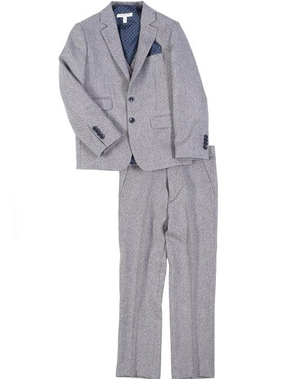 Boys Vested 2 Button Tweed Suit in Grey - Men's Tuxedo USA